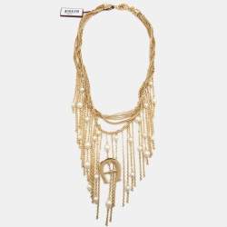 Pre Owned Aigner Gold Tone Capri Necklace and Earring Set