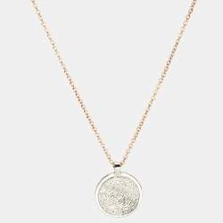 Pre Owned Aigner Giulia Two Tone Crystal Logo Pendant Necklace