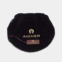 Pre Owned Aigner Gold Plated Crystal Logo Pin Brooch