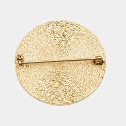 Pre Owned Aigner Gold Plated Crystal Logo Pin Brooch