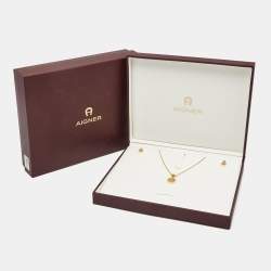 Pre Owned Aigner Gold Tone Necklace Set
