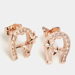 Pre Owned Aigner Gold Tone Crystal Stud Earrings