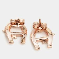 Pre Owned Aigner Gold Tone Crystal Stud Earrings