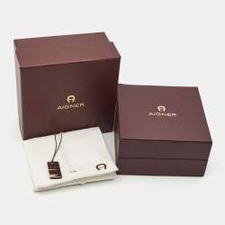 Pre Owned Aigner 3D A Gold Tone Earrings