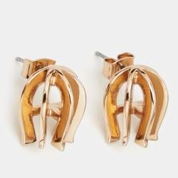 Pre Owned Aigner 3D A Gold Tone Earrings