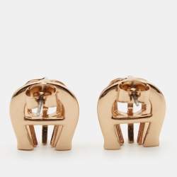 Pre Owned Aigner 3D A Gold Tone Earrings