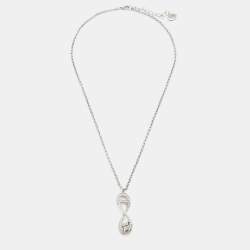 Pre Owned Aigner Crystal SIlver Tone Necklace Set