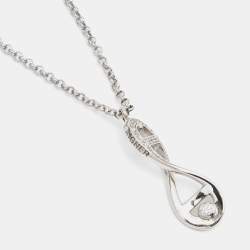 Pre Owned Aigner Crystal SIlver Tone Necklace Set