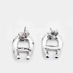Pre Owned Aigner Logo Silver Tone Earrings