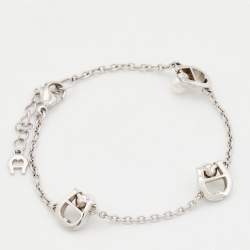 Pre Owned Aigner Faux Pearl Silver Tone Bracelet