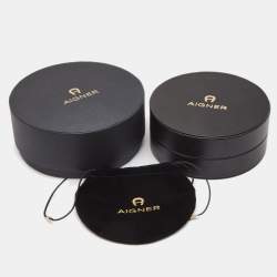 Pre Owned Aigner Crystals Gold Tone Ring Size 53