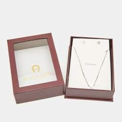 Aigner Logo Sterling Silver Necklace and Earrings