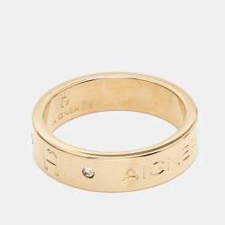 Pre Owned Aigner Crystals Gold Tone Ring Size 54