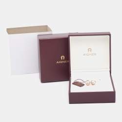 Pre Owned Aigner Analia Rose Gold Tone Faux Pearl Drop Earrings