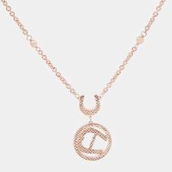 Pre Owned Aigner Rose Gold Tone A Logo Pendant Necklace