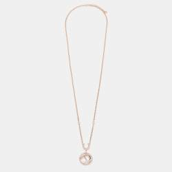 Pre Owned Aigner Rose Gold Tone A Logo Pendant Necklace