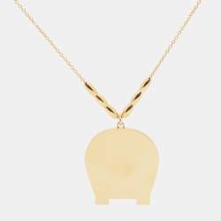 Pre Owned Aigner Gold Tone Crystal Mother of Pearl A Logo Pendant Necklace