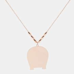 Pre Owned Aigner Rose Gold Tone Crystal Mother of Pearl A Logo Pendant Necklace