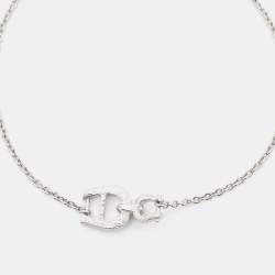 Pre Owned Aigner Silver Tone Crystal A Logo Bracelet