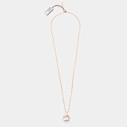 Pre Owned Aigner Olivia Rose Gold Plated A Logo Pendant Necklace