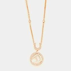 Pre Owned Aigner Olivia Rose Gold Plated A Logo Pendant Necklace