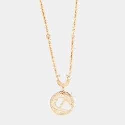 Pre Owned Aigner Olivia Rose Gold Plated A Logo Pendant Necklace
