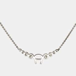 Pre Owned Aigner Crystal Sterling Silver Necklace Set