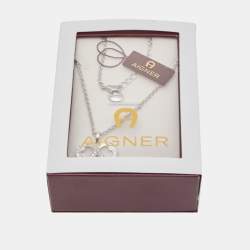 Pre Owned Aigner Crystal Silver Tone Necklace