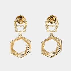 Pre Owned Aigner Gold Tone Crystal Embellished Earrings