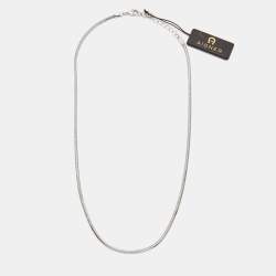 Aigner Crystal Silver Tone Necklace and Earrings