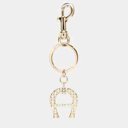Aigner Gold shiny light gold Metal Basics Keyring with Dadino Logo Gold Coloured