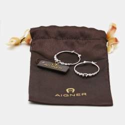 Pre Owned Aigner Crystals Silver Tone Earrings