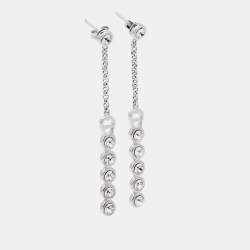 Pre Owned Aigner Crystals Silver Tone Earrings