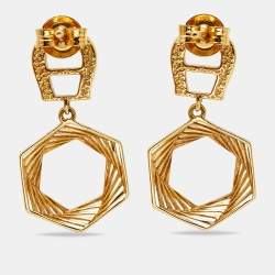 Pre Owned Aigner Gold Tone Crystal Embellished Earrings