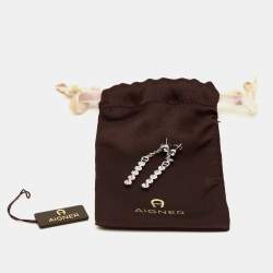 Pre Owned Aigner Crystals Silver Tone Earrings