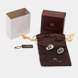 Pre Owned Aigner Crystals Silver Tone Earrings