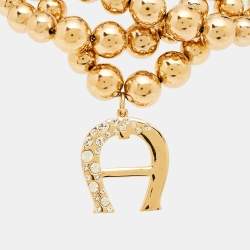 Pre Owned Aigner Crystal Gold Tone Bracelet