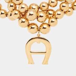 Pre Owned Aigner Crystal Gold Tone Bracelet