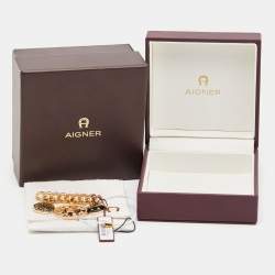Pre Owned Aigner Enamel Gold Tone Brooch