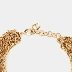 Pre Owned Aigner  Enamel Faux Pearl Gold Tone Necklace