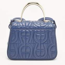 Aigner Blue Signature Leather Genoveva Top Handle Bag