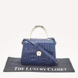 Aigner Blue Signature Leather Genoveva Top Handle Bag