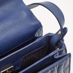 Aigner Blue Signature Leather Genoveva Top Handle Bag