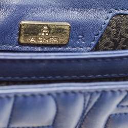 Aigner Blue Signature Leather Genoveva Top Handle Bag