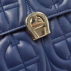 Aigner Blue Signature Leather Genoveva Top Handle Bag