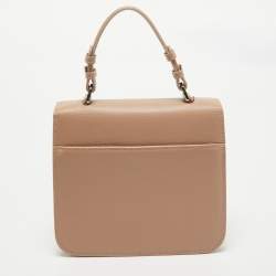 Pre Owned Aigner Tan Brown Leather Logo Flap Top Handle Bag