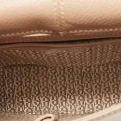 Pre Owned Aigner Tan Brown Leather Logo Flap Top Handle Bag