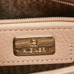 Pre Owned Aigner Tan Brown Leather Logo Flap Top Handle Bag