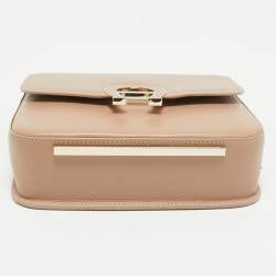 Pre Owned Aigner Tan Brown Leather Logo Flap Top Handle Bag