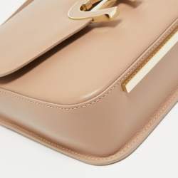 Pre Owned Aigner Tan Brown Leather Logo Flap Top Handle Bag